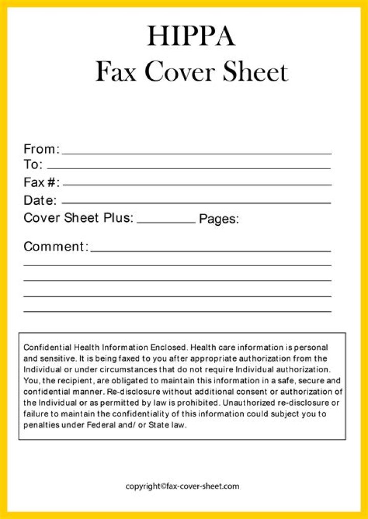 Does HIPAA require fax cover sheet?