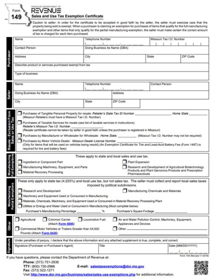 How do I get a sales tax exemption in Missouri?