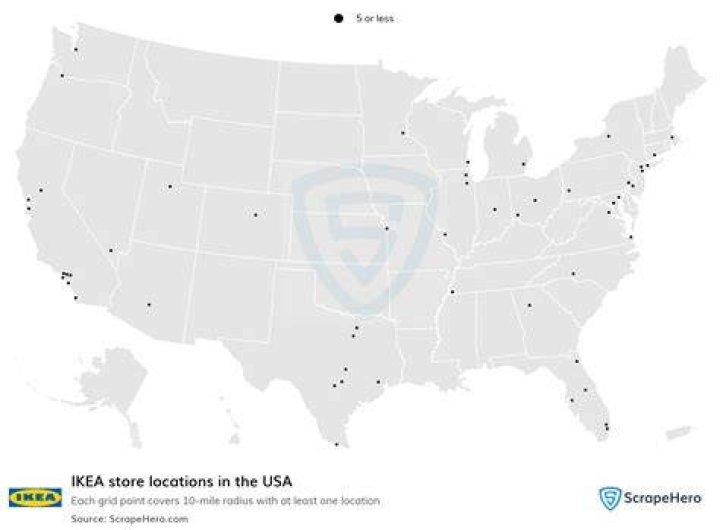 How many IKEA stores are in California?