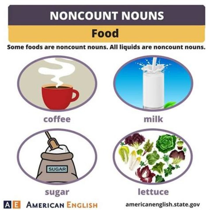 What are examples of non count nouns?