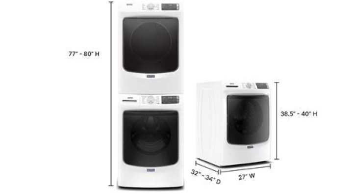 What are the dimensions of a Maytag stackable washer dryer?