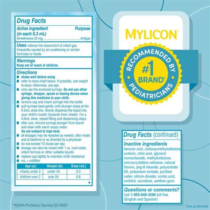What are the ingredients in Mylicon drops?