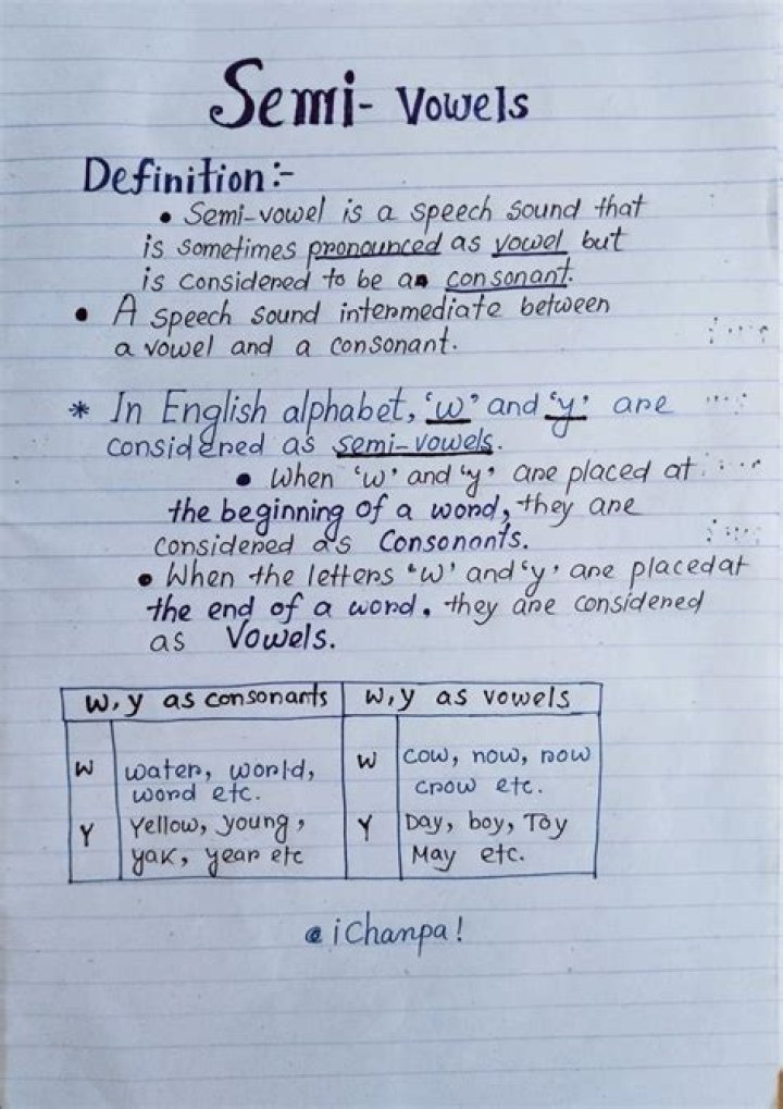 What is semivowel and example?