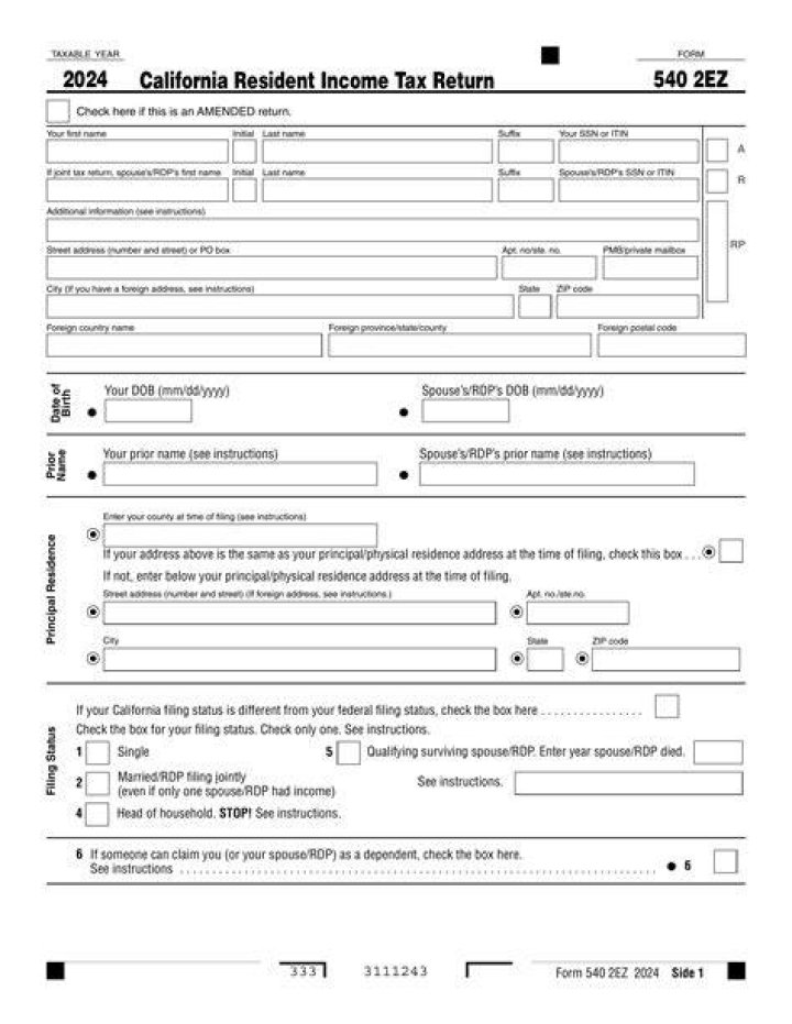 What is the difference between form 540 and 540 2EZ?