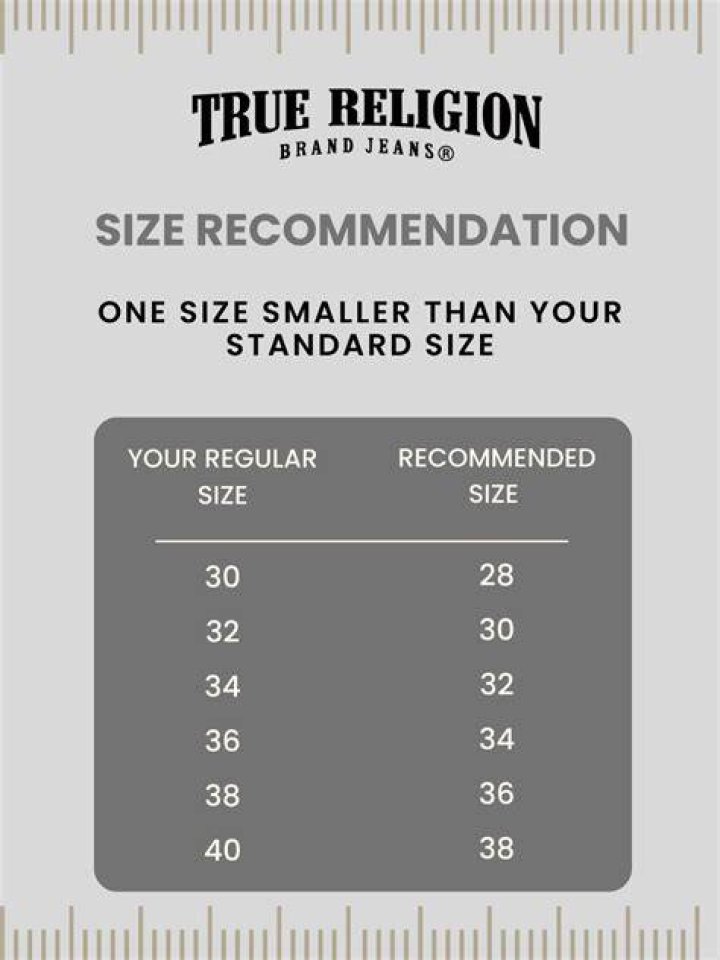 What size is a 10 in True Religion jeans?