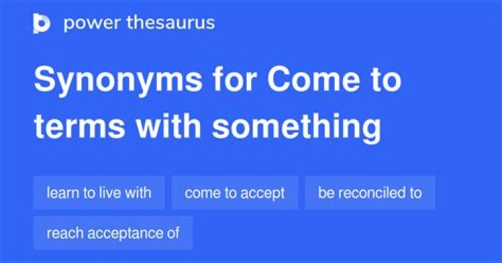 What word means to come to terms with something?