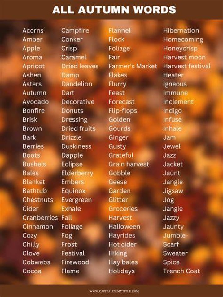 What words are related to autumn?